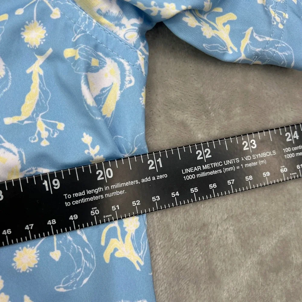 Waggle Buzzin Polo Shirt Mens‎ Large Blue Bee Floral Print Performance Stretch - Picture 6 of 9